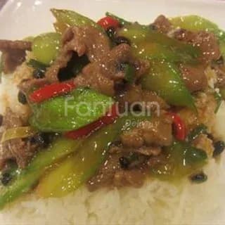Beef & Bitter Melon in Black Bean Sauce on Rice