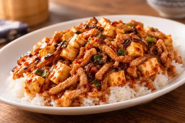 Spicy Shredded Pork & Tofu on Rice