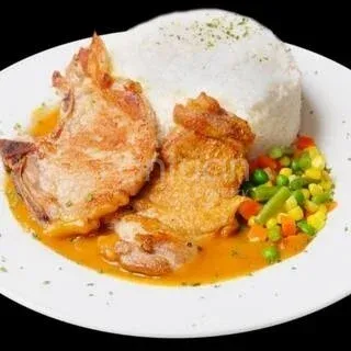 Chicken Steak & Pork Chop on Rice