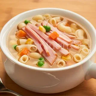 Ham & Egg on Spaghetti in Soup
