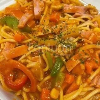 Ham & Shredded Chicken on Spaghetti
