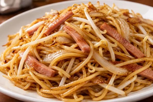 Fried Spaghetti with Ham