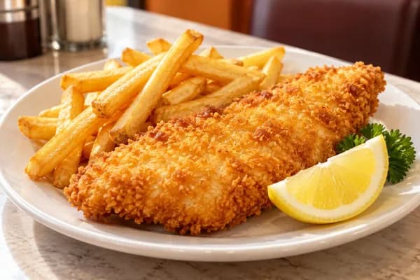 Fried Fish Cutlet with French Fries